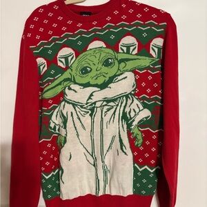 Star Wars Red and Green Yoda Sweater